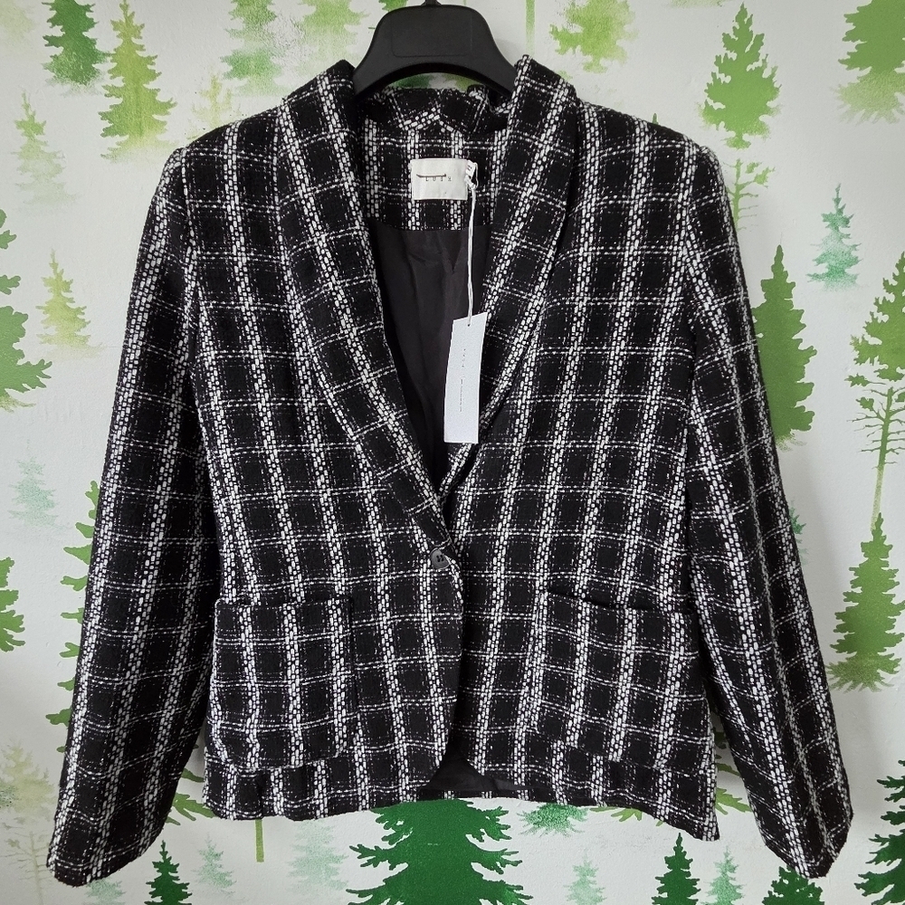 Lush Black and White Checkered Jacket Blazer